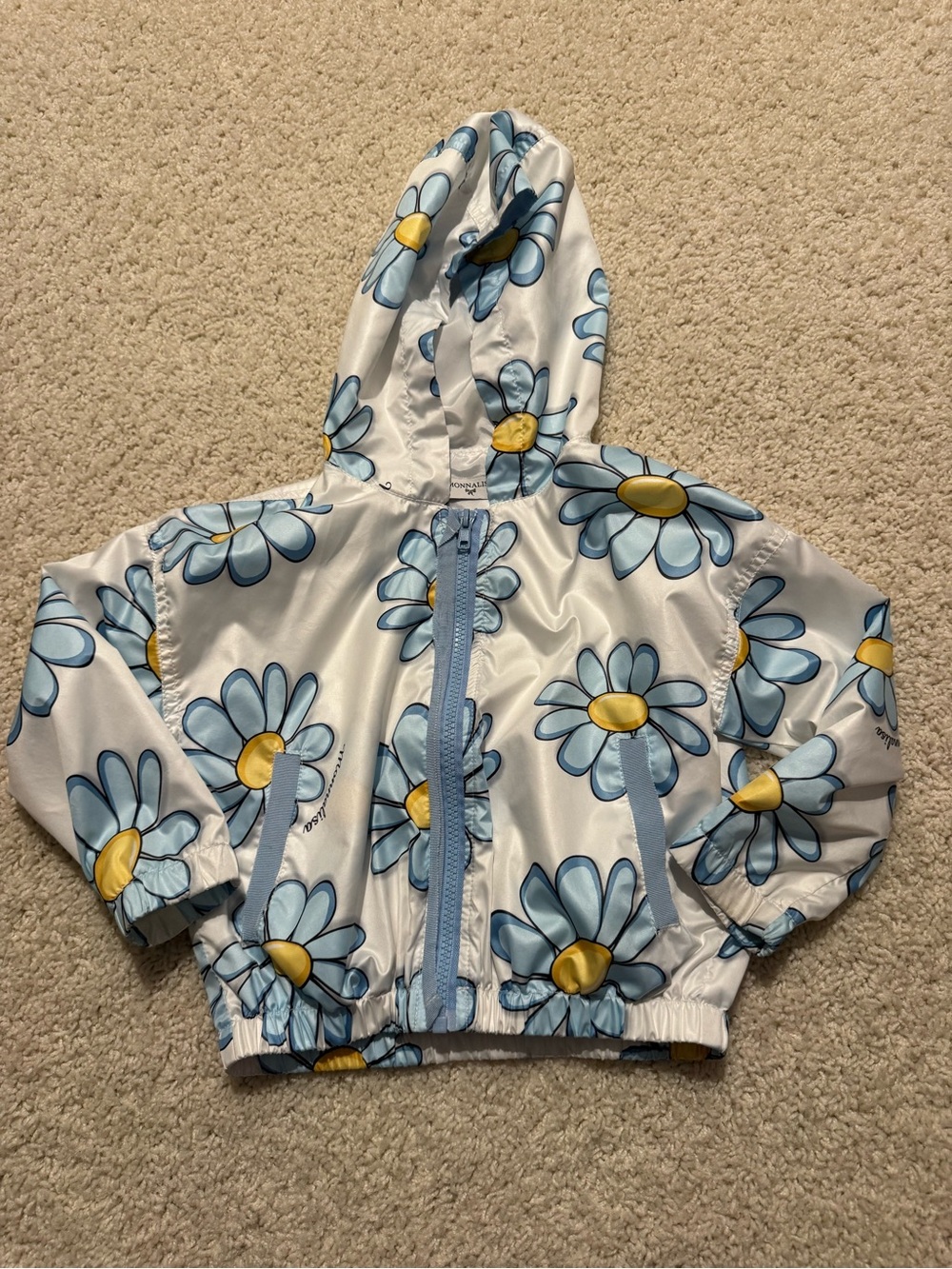 MonnaLisa White Jacket with Light Blue Daisies and Yellow Centers